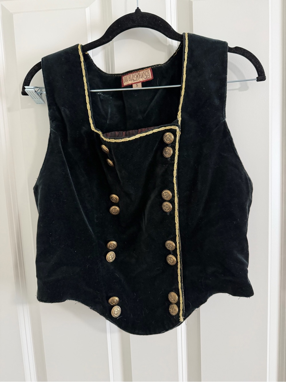 Double D Ranch Black Velvet Vest with Gold Trim